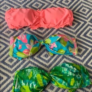 Three miscellaneous strapless Bikini tops